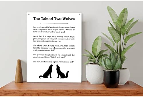 Priča o dva vukova Wood Wood Literatura drveni znakovi rustikalna viseća ploča kućna zidna umjetnost 8 x 10 savršeni zidni
