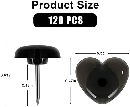 Crne igle za push, 120-brojevi ukrasni igle za puhanje za plutu plastični palci čelični slatki gurnuti igle za biltensku