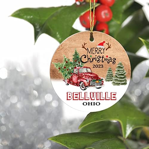 Ukrasi za božićno drvce 2023. - Bellville Ohio Ornament Rometown Custom City State - Keepsake Poklon ideje Bellville Oh Ukras